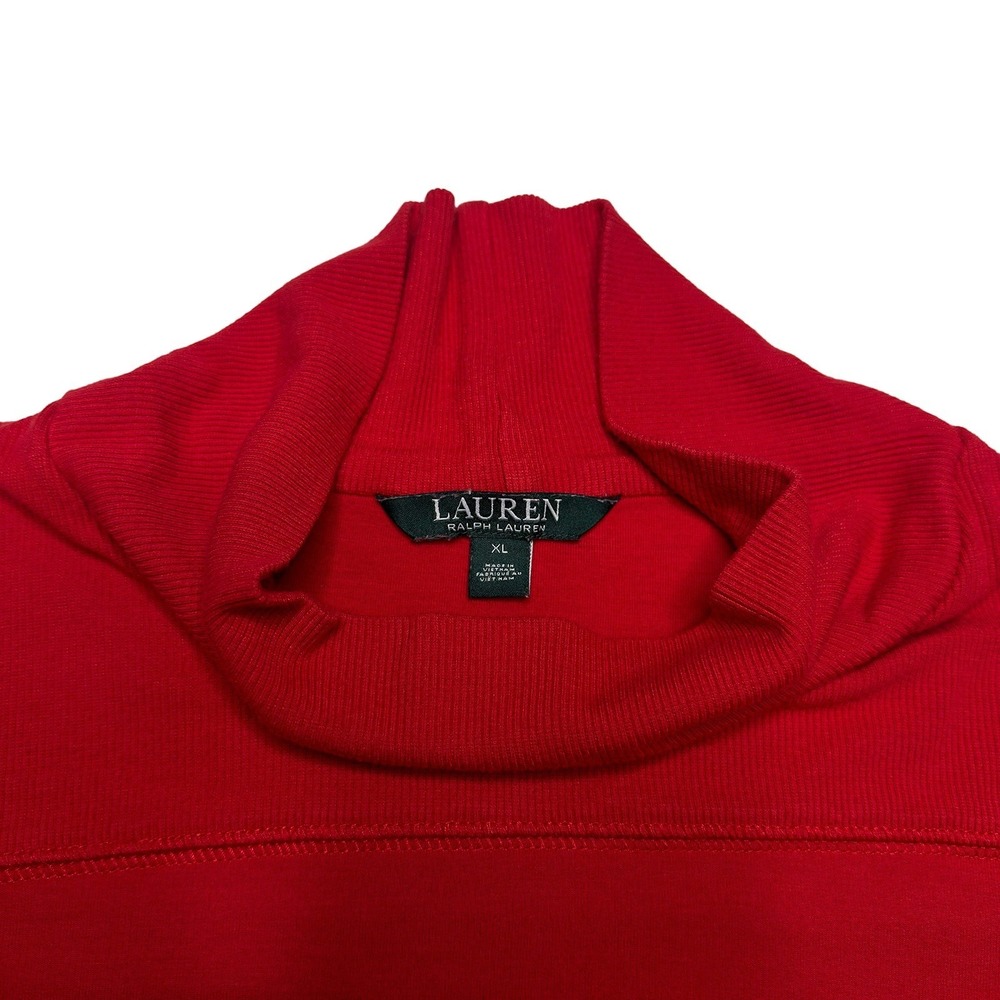 Ralph Lauren Mock Neck Sweatshirt 3/4 Sleeve Drop Shoulder Red Women's Size XL - Picture 4 of 11